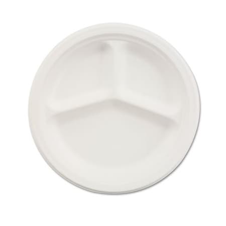 Huhtamaki Chinet, Paper Dinnerware, 3-Comp Plate, 9 1/4in Dia, White, 500PK 21228